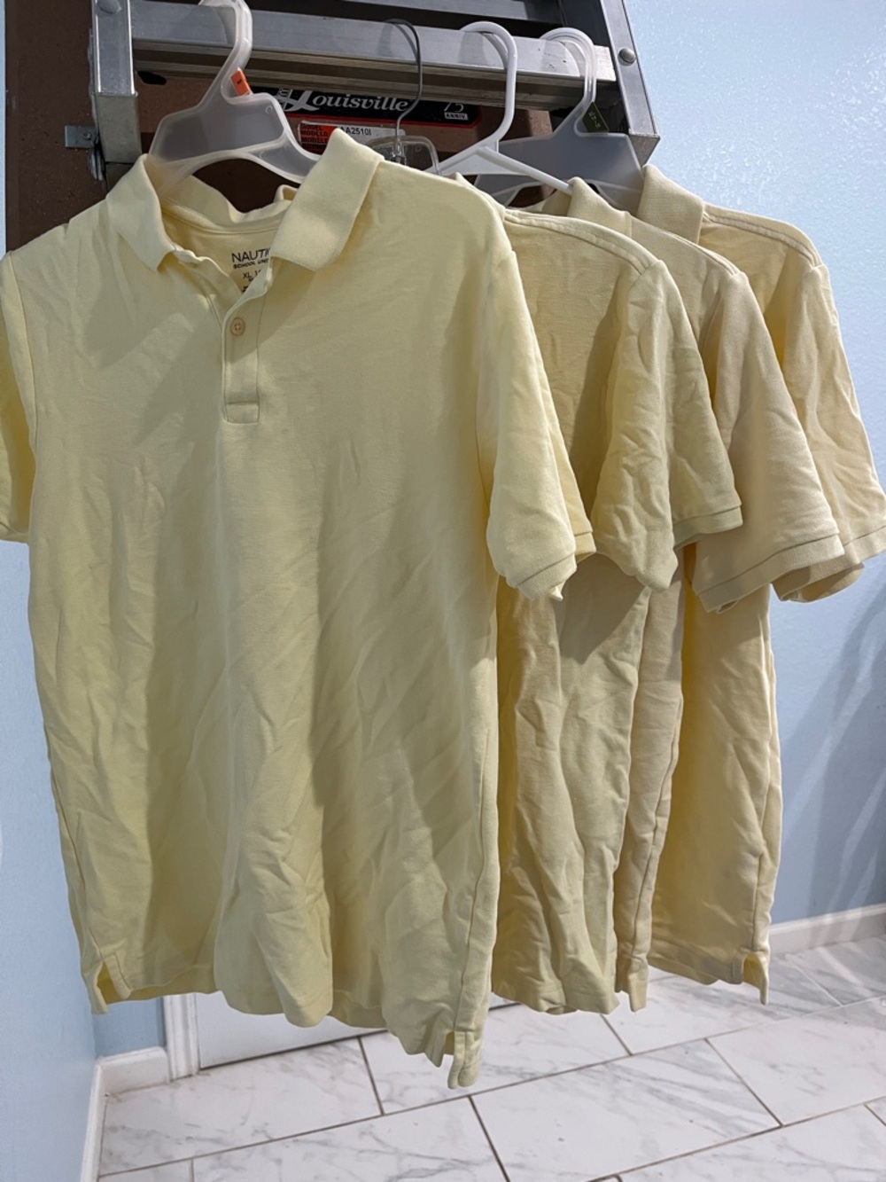 Nautica Boys Uniform Light Yellow Polo Shirt - Short Sleeve Cotton Knit Set